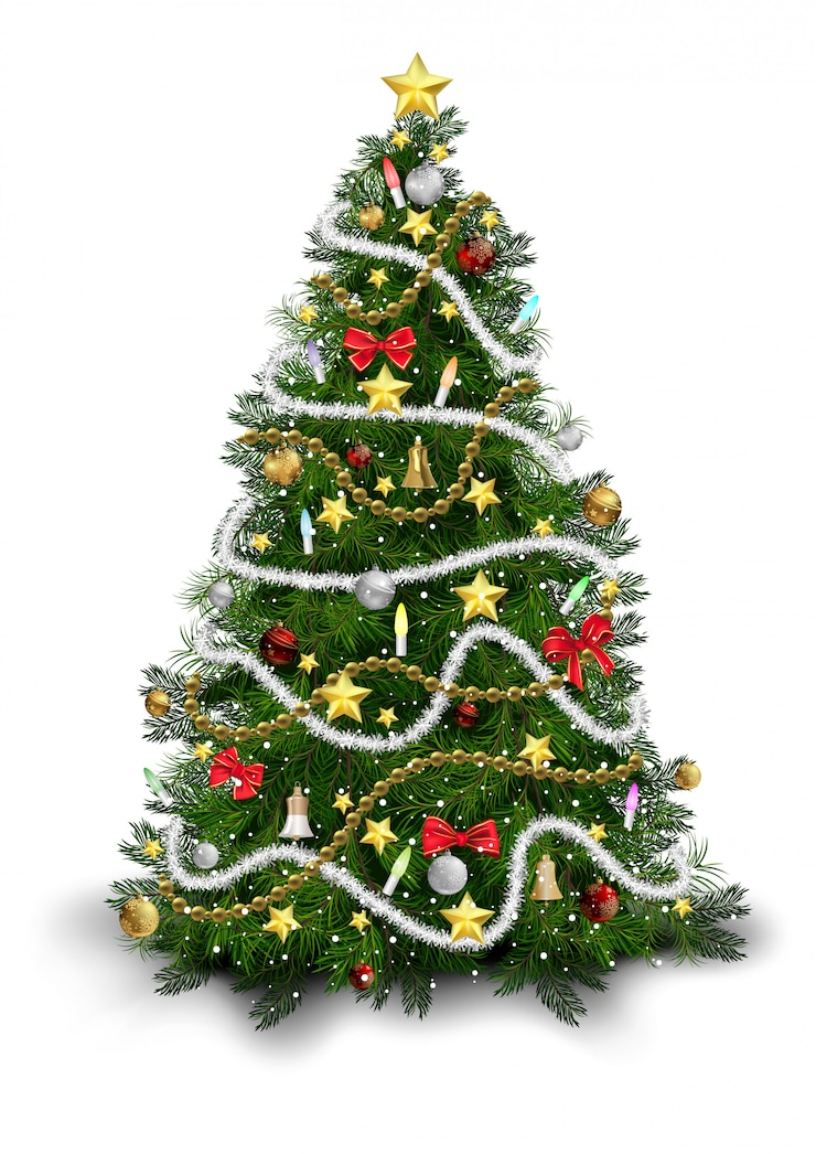 Vecteur arbre de noël avec des ornements colorés