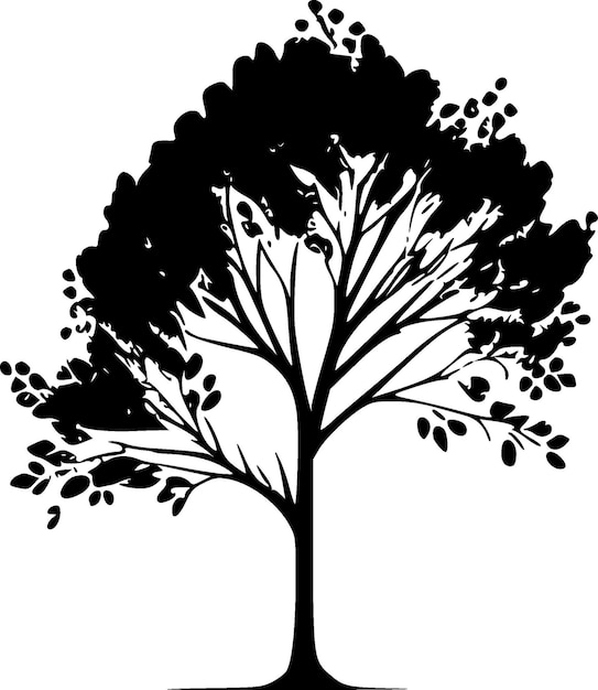 Arbre Noir Et Blanc Isolé Icône Illustration Vectorielle