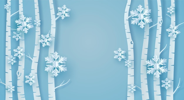 Arbre En Papier, Neige Et Flocons De Glace Origami