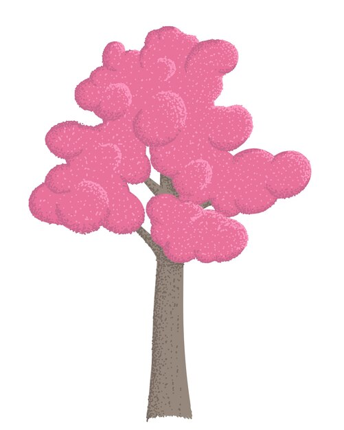 Vecteur arbre rose isolé sur fond blanc arbre de sakura abstrait dessiné à la main