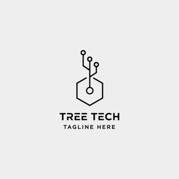 Arbre Technologie Logo Design Nature Tech Symbole Icône Illustration