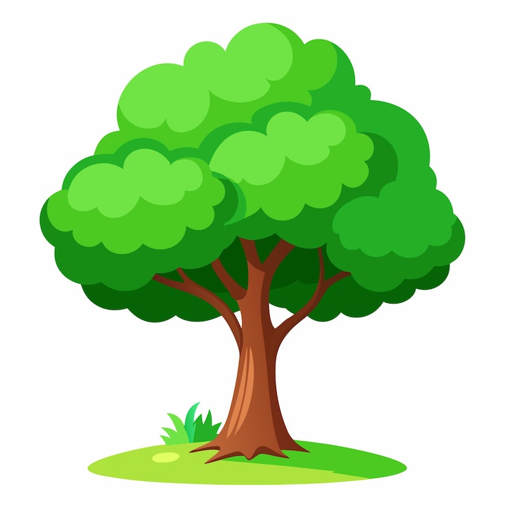 Vecteur un arbre vert avec une illustration de tronc brun