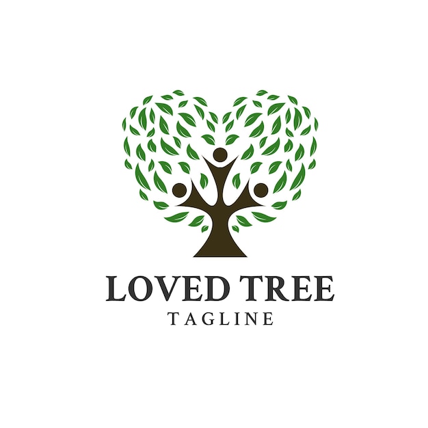 Arbres amour et symbole de personnes sur le logo