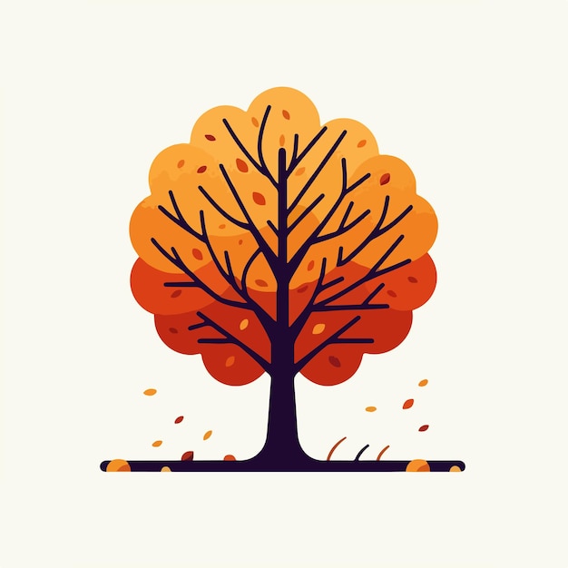 arbres en automne avec un style de conception plat simple
