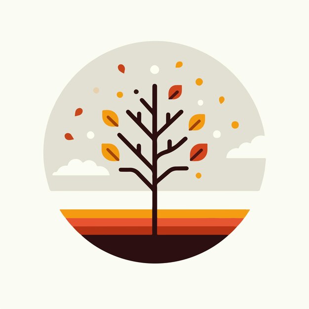 Vecteur arbres en automne avec un style de conception plat simple