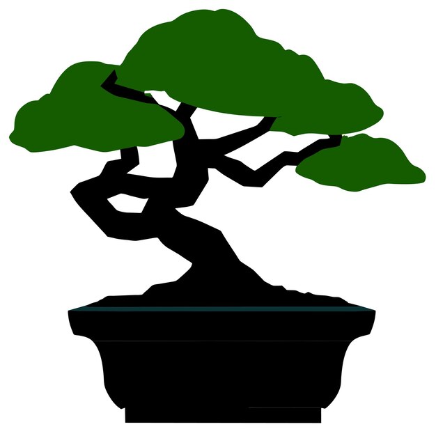Vecteur les arbres de bonsaï japonais cultivés dans des récipients illustration vectorielle