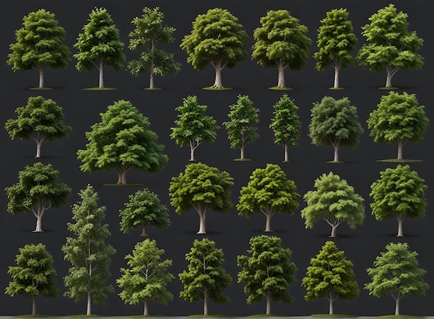 Vecteur arbres isolés sur fond blanc utilisation pour la visualisation dans le design architectural