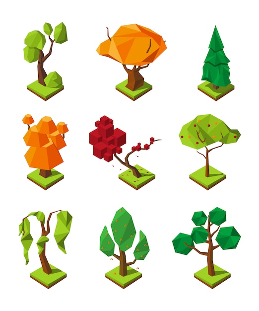 Arbres Isométriques Low Poly