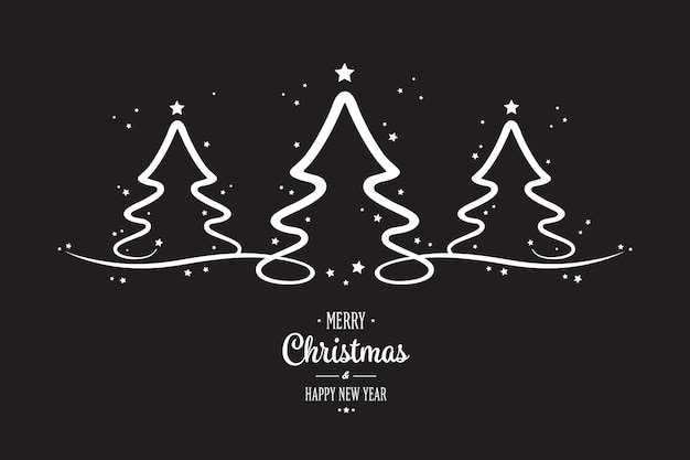 arbres de Noël blancs étoiles fond noir
