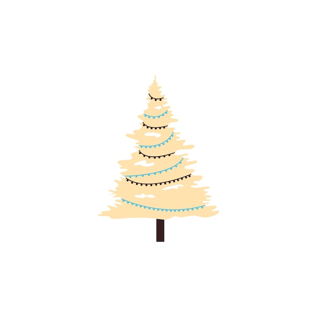 Arbres de noël vector illustration plat simple minimalisme mignon bleu jaune