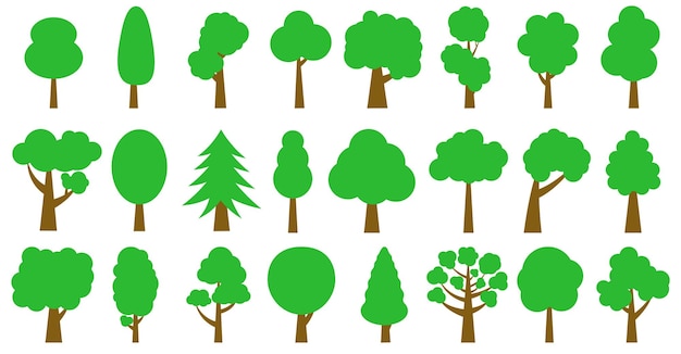 Les arbres sont d'un vert éclatant Collection d'illustrations d'arbres Du bois pour tous les goûts