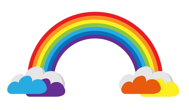 Arc-en-ciel Avec 7 Couleurs. Isolé Avec Vecteur. Nuages De Couleur. Pour Bannière, Flyer, Ressources Graphiques