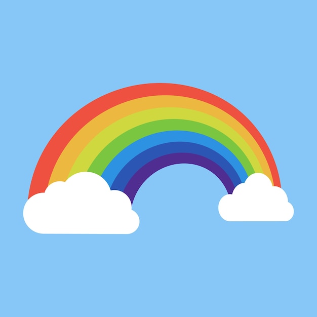 Arc-en-ciel avec icône de nuages isolé sur fond Illustration vectorielle