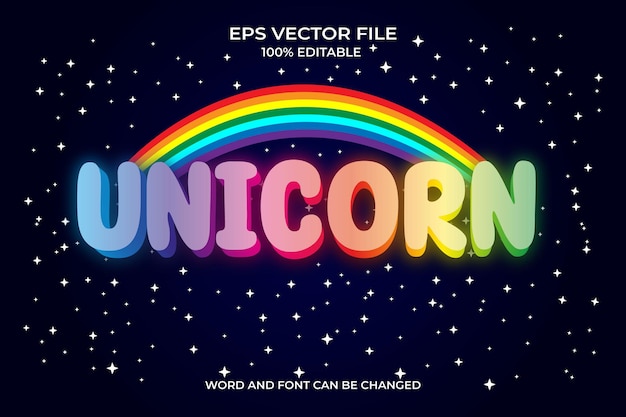 Vecteur un arc-en-ciel avec les mots licorne dessus