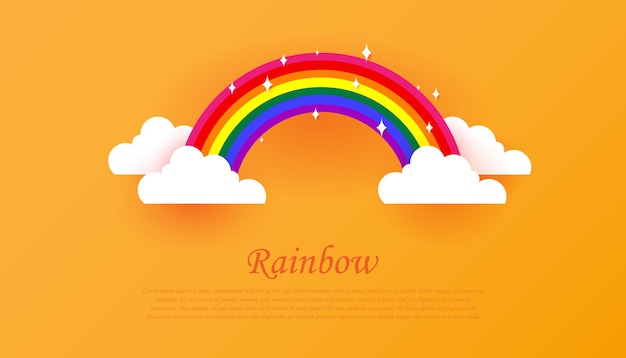 Arc-en-ciel avec nuages papier découpé designvector illustration
