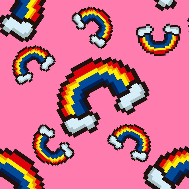 arc-en-ciel pixélisé mignon