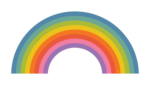 L'arc-en-ciel rond avec des rayures colorées dans le style de dessin animé plat Le design circulaire lumineux apporte une joie ludique