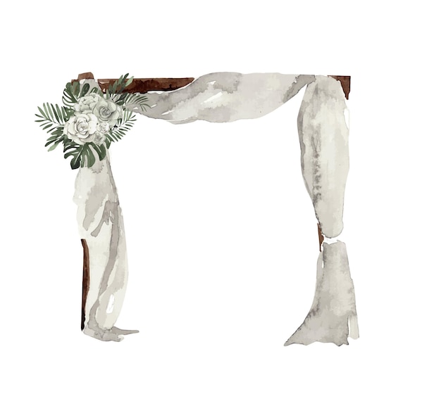 Arc de mariage aquarelle décoré de fleurs