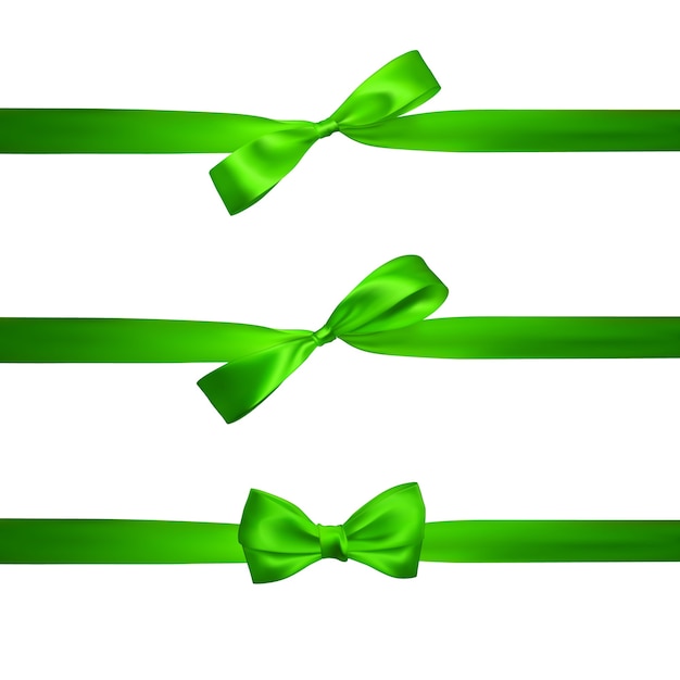 Vecteur arc vert réaliste avec des rubans verts horizontaux isolés sur blanc. élément pour cadeaux de décoration, salutations, vacances.