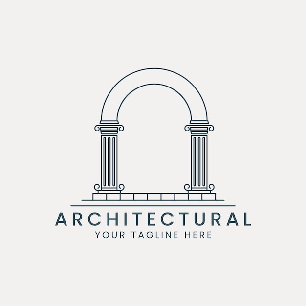 Vecteur arch logo dessin au trait logo vecteur modèle illustration design pilier icône design