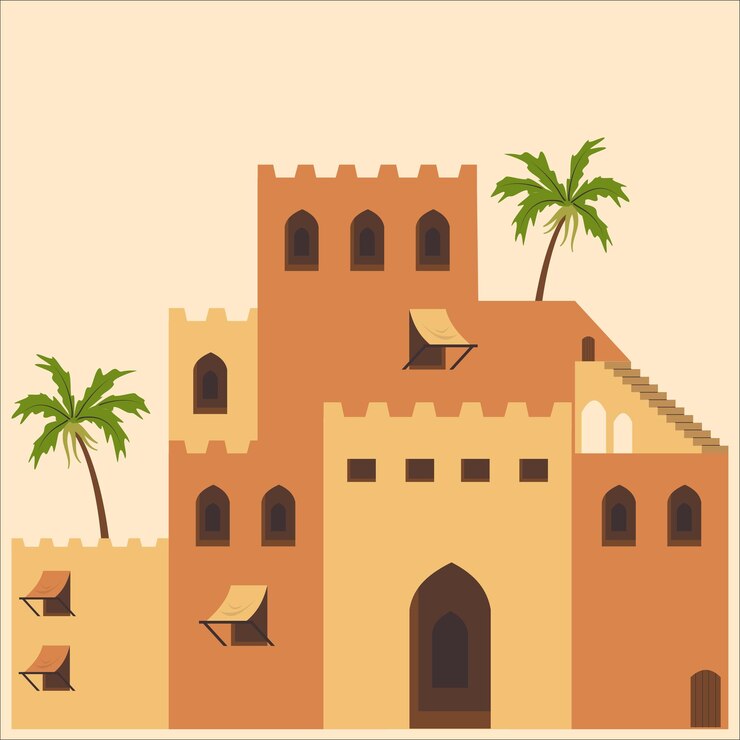 Vecteur l'architecture arabe est réputée pour son art complexe et sa beauté intemporelle.