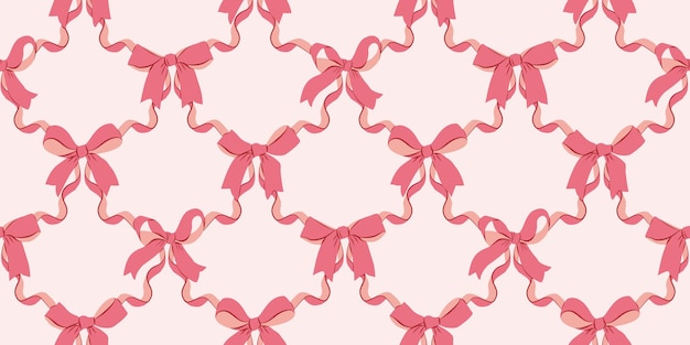Des arcs romantiques à motif vectoriel sans couture avec un ruban en forme de diamant