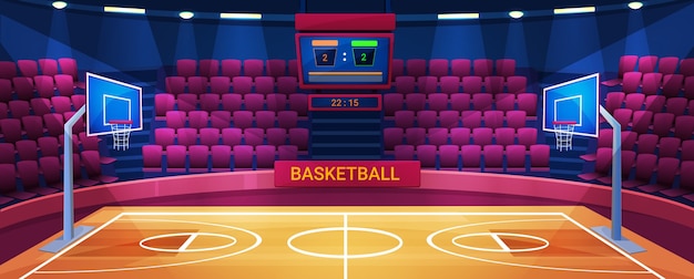 Vecteur arène de basket-ball vide, illustration du stade de sport.