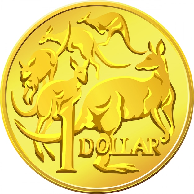 Argent Australien De Vecteur, Dollar D'or Avec L'image D'un Kangaro