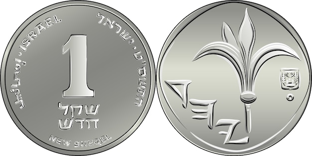 Argent Israélien Pièce D'un Shekel. Nominal Au Revers, Armoiries De Lily Et D'israël à L'avers