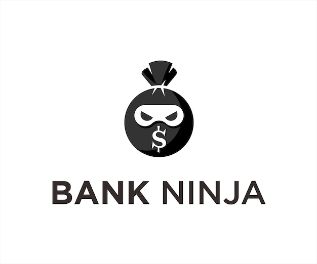 Argent, Ninja, Logo, Conception, Vecteur, Illustration