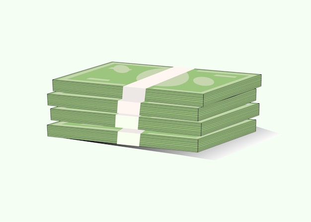 Argent en paquets de dollars Liasse de factures de papier d'argent Vectorx9