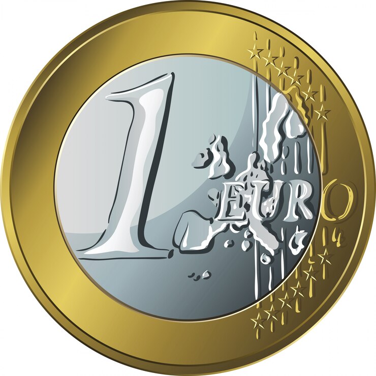 Vecteur argent pièce d'or un euro