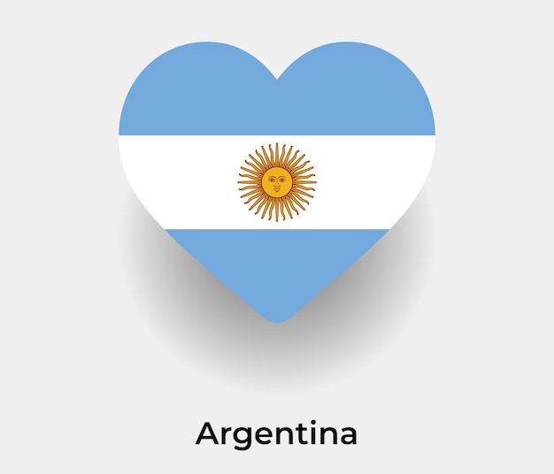 Vecteur argentine drapeau coeur forme icône illustration vectorielle