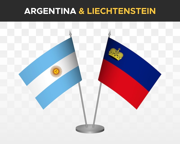 Argentine Vs Liechtenstein Drapeaux De Bureau Maquette Isolé 3d Drapeaux De Table D'illustration Vectorielle