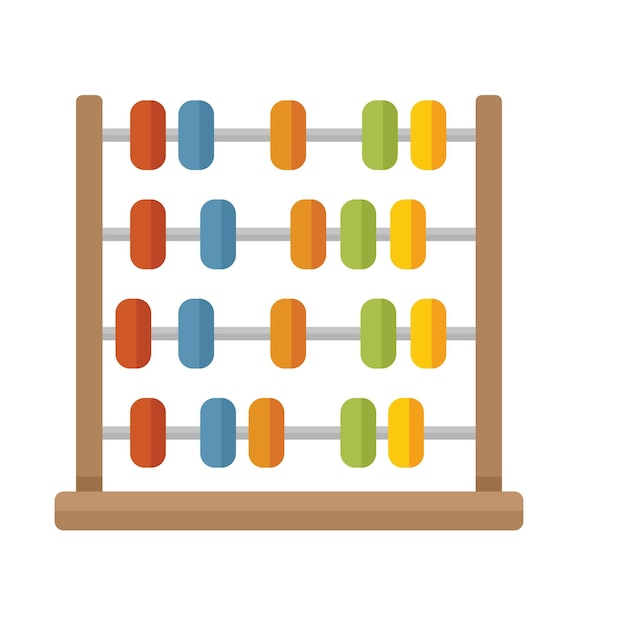 Vecteur arithmétique boulier icône vecteur plat calculatrice mathématique comptage jouet isolé