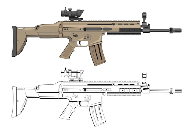 Vecteur arme fn scar illustration vectorielle d'un fusil d'assaut