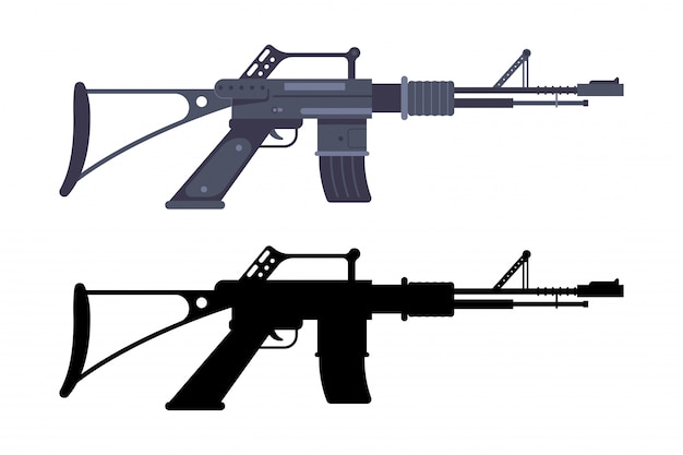 Arme de fusil d'assaut isolé sur fond blanc.