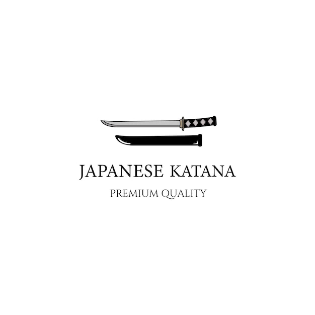 Arme Ou Katana Icône Vintage Logo Vectoriel Minimaliste Illustration Design Ninja Samouraï