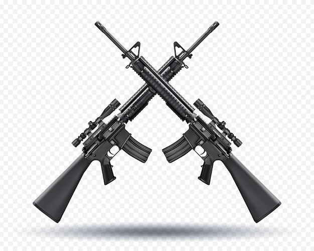 armes à feu armes modernes illustrations vectorielles réalistes