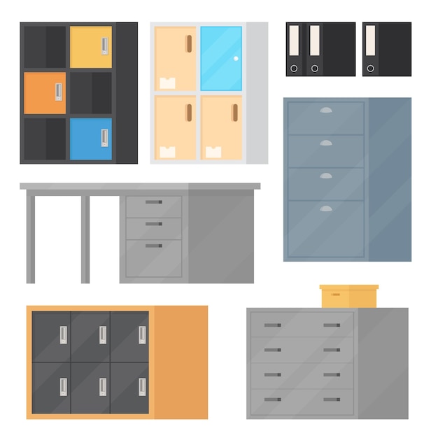 armoire tiroir casier bureau plat illustration vecteur