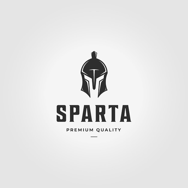 Armure minimale de Sparte Logo Vector Illustration Vintage Design