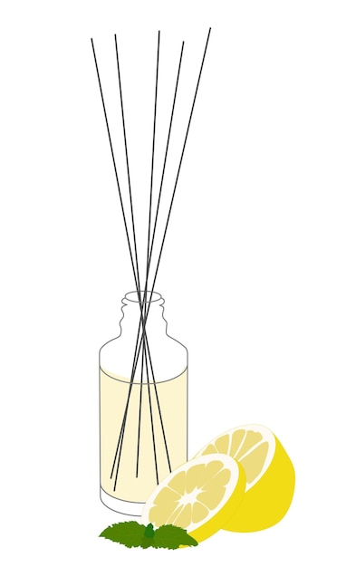 Aromathérapie à Domicile Illustration Vectorielle Isolée Diffuseur Avec Bâtons Parfum De Cytrus Citron