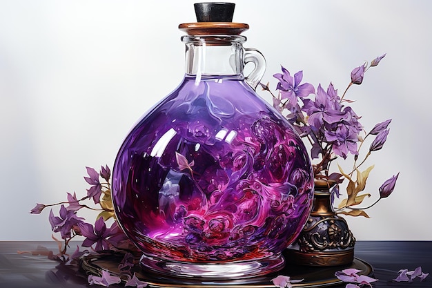 Vecteur aromathérapie naturelle saine et parfum d'intérieur, huile essentielle de lavande violette en verre décoratif