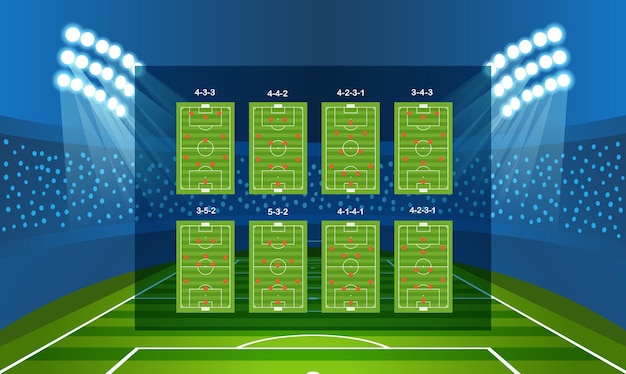 Vecteur arrangement d'équipe de football différent modèle d'infographie de football