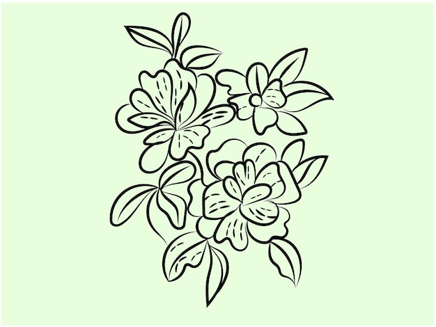 Vecteur arrangement floral vectoriel avec des lignes dessinées à la main