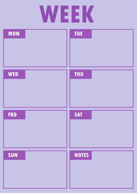 Vecteur arrangement de l'horaire de la table des jours de la semaine