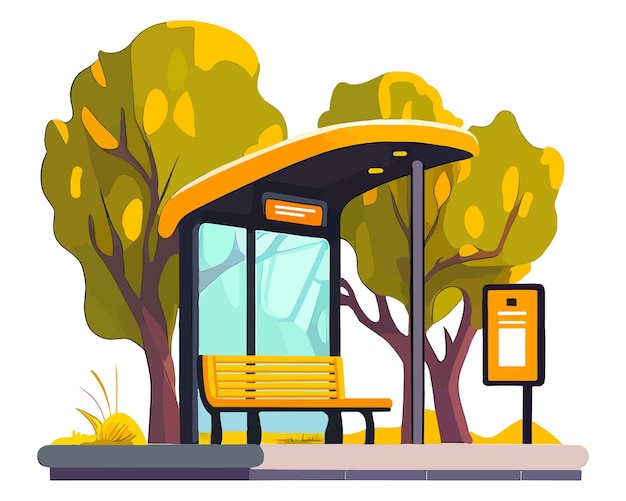 Arrêt de bus moderne dans la rue de la ville attendant le bus