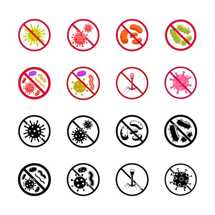 Vecteur arrêter l'icône d'infection arrêtez l'incorporation de l'iconique de l'infection style de silhouette plate