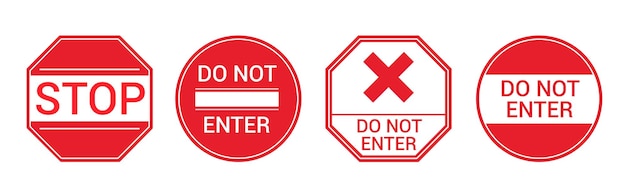 Arrêtez chante l'icône du clip-art de la route de circulation avertissement rouge clip-art avec arrêt ne pas entrer aucune entrée