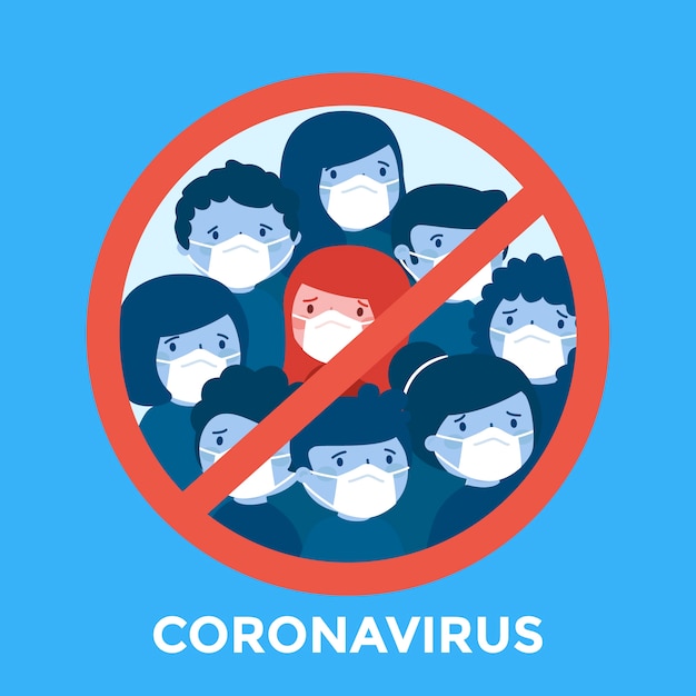 Vecteur arrêtez le coronavirus avec les gens